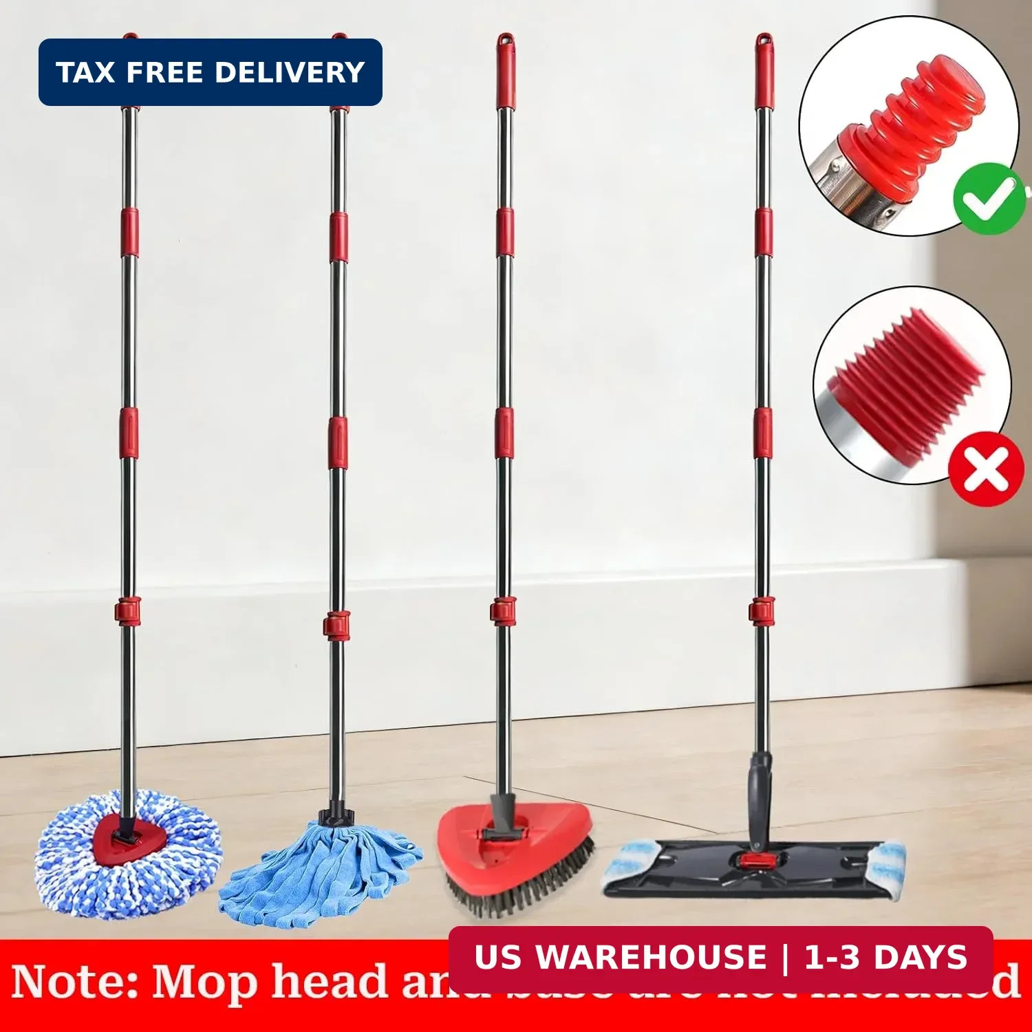 Spin Mop Handle Replacement for Ocedar, Heavy Duty Hand Press Mop Stick Replacem