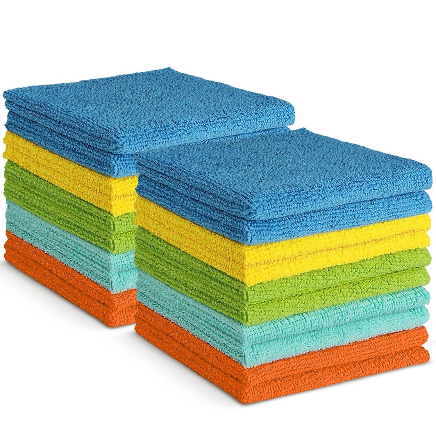 20 Pack Microfiber Cleaning Cloths 12×12 – Soft Absorbent Towels for Car Kitchen