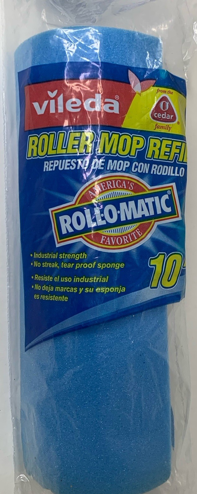 Vileda O Cedar Industrial No Streak 10″ Roll-O-Matic Roller Mop Refill Blue