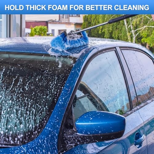 Set of 8 Blue Car Wash Brush Heads with Soft Detailing Bristle Flow Thru