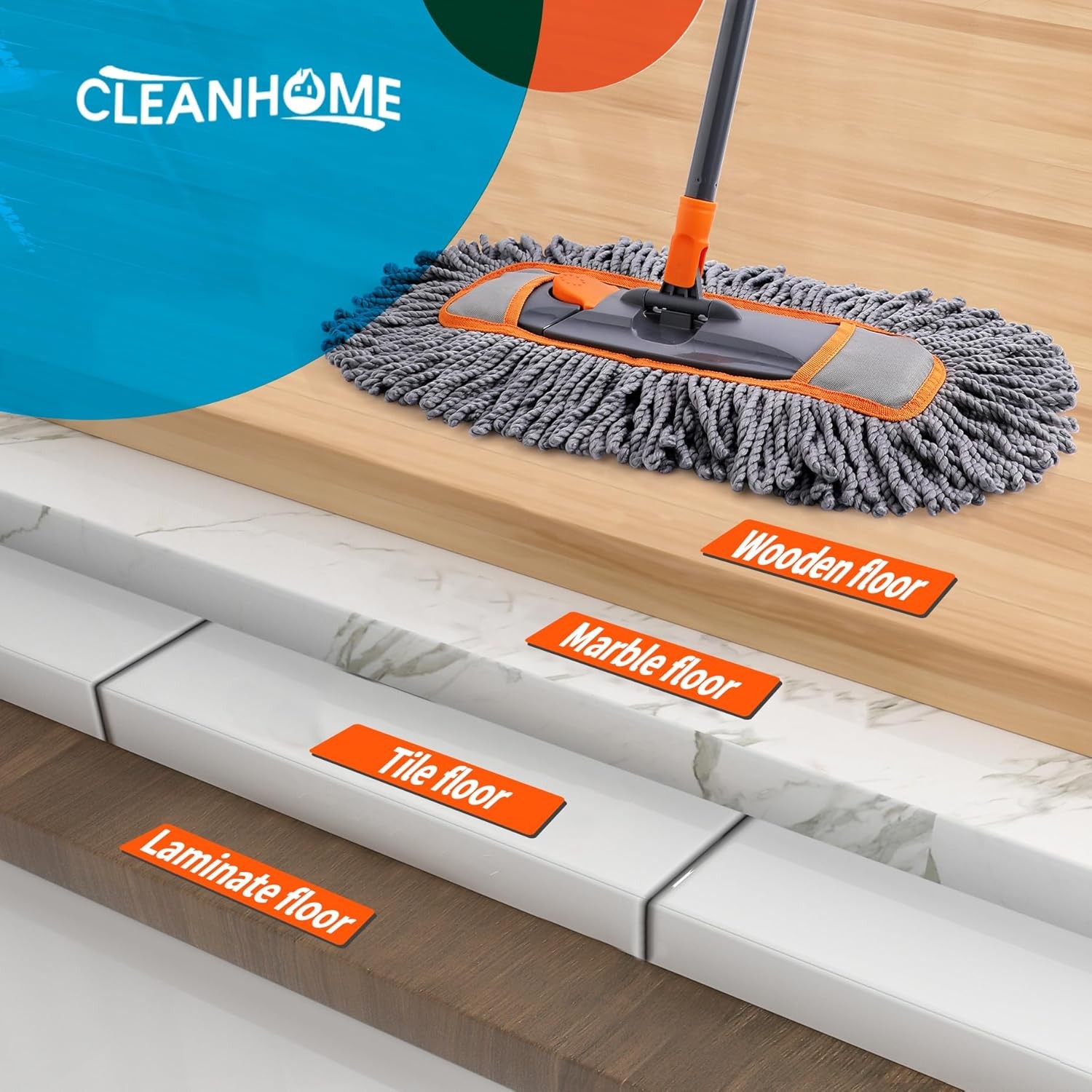 Microfiber Dust Mop for Hardwood Floor Cleaning, Dry and Wet Baseboard