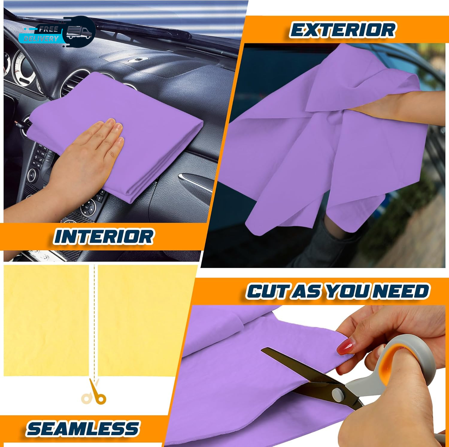 Premium Shammy Towel for Car Super Absorbent 2 Pack 26″”X17″” Car Drying