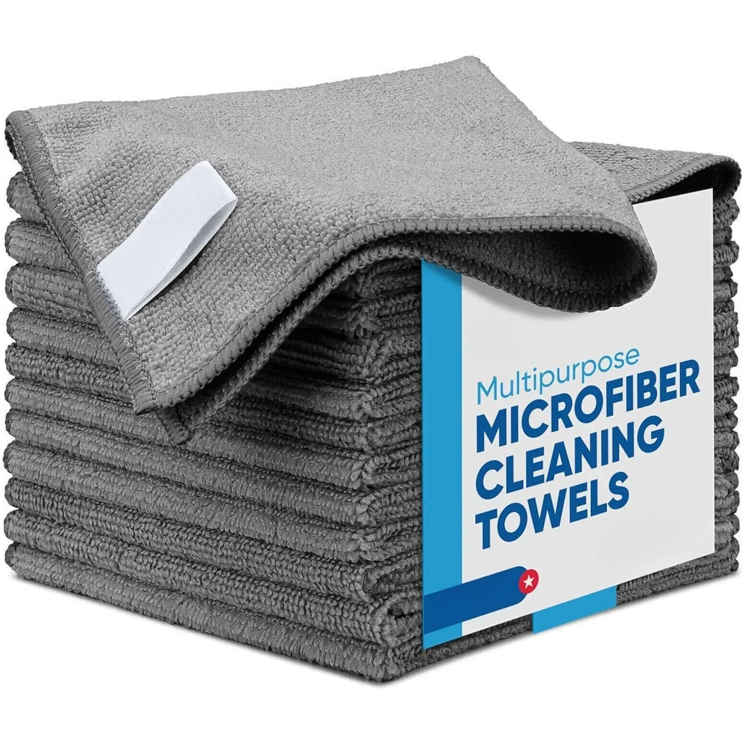 Microfiber Cleaning Cloths Bulk-15 Pack, Gray Microfiber Towels for Cars, Ultra