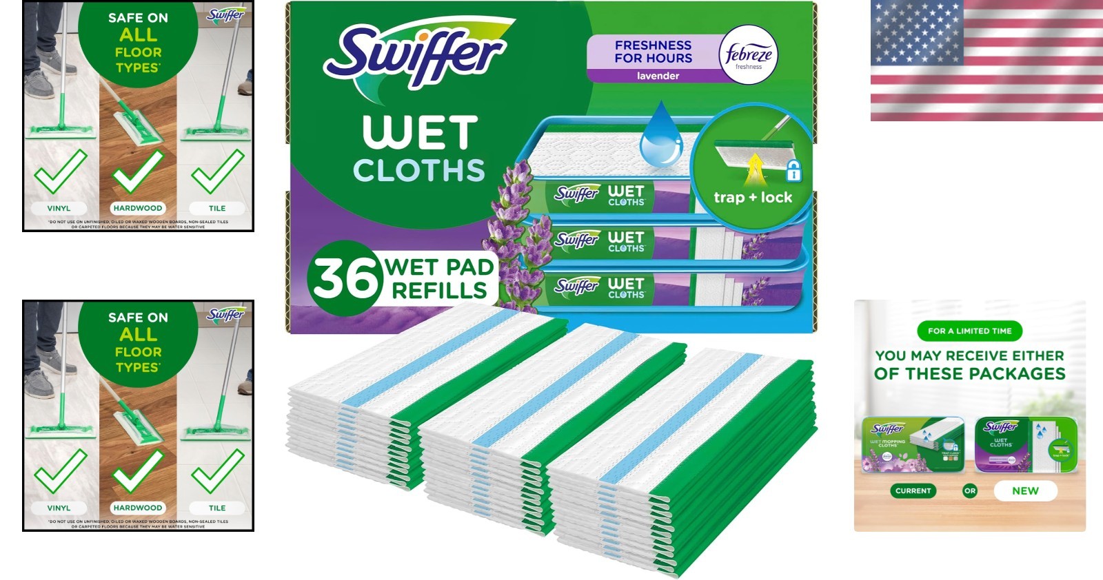 Sweeper Wet Mopping Cloth 36 Count Lavender