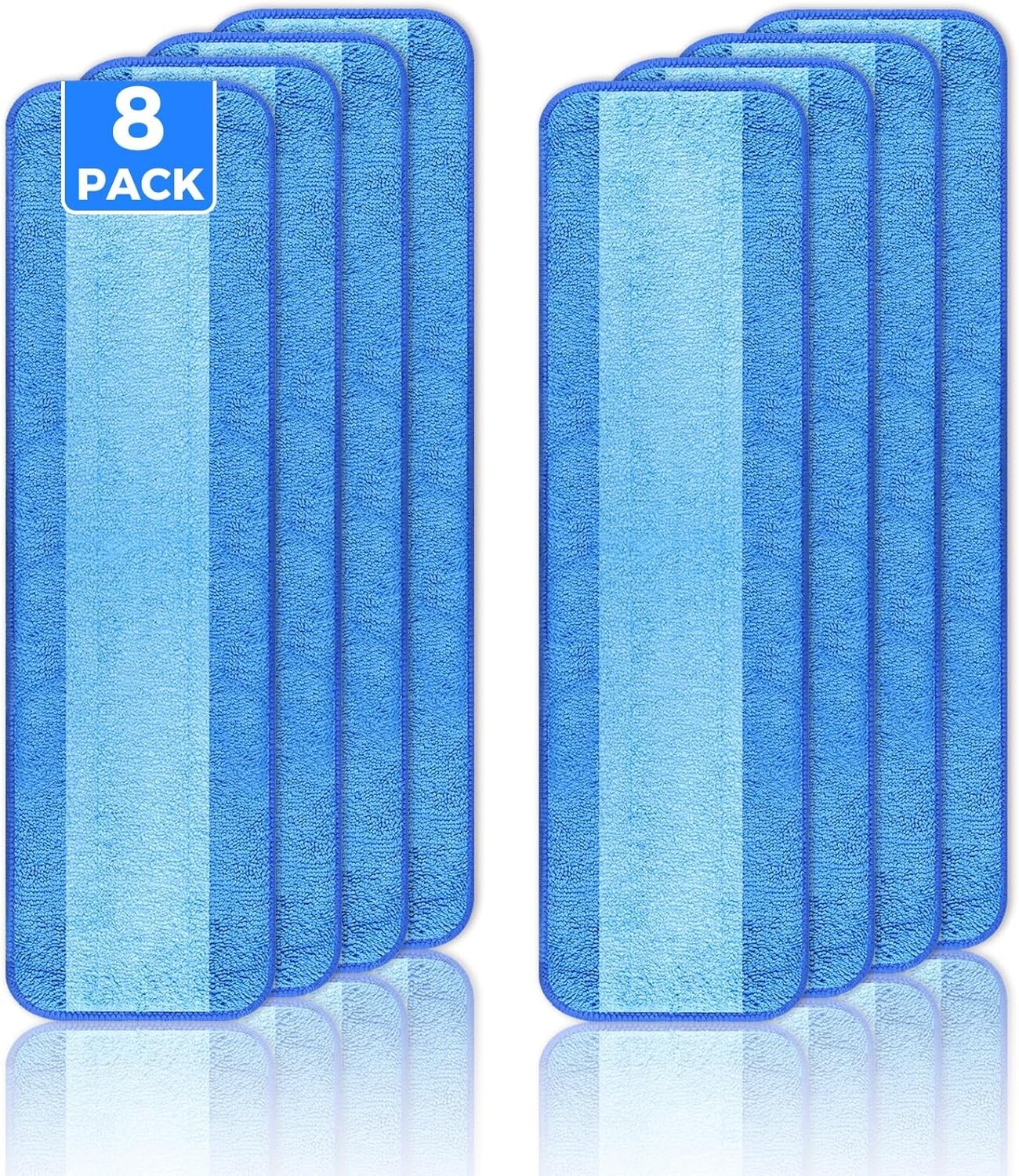 8-Pack Microfiber Cleaning Pads, 18-Inch Microfiber Mop Pads Compatible with Bon
