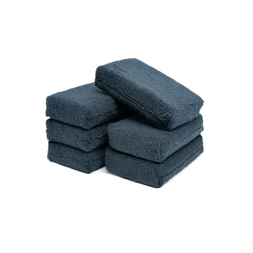 Premium Grade 3″x5″ Black Microfiber Detailing – 6 Pack – Black Weave