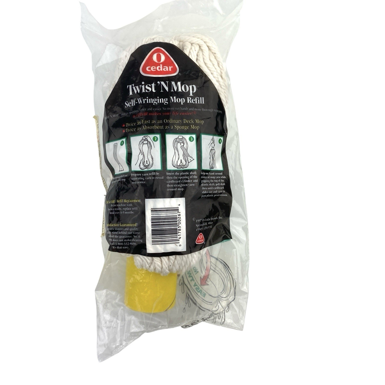 O Cedar Twist ‘N Mop Refill Replacement 1997 Self Wringing Cotton Yarn 267 NOS