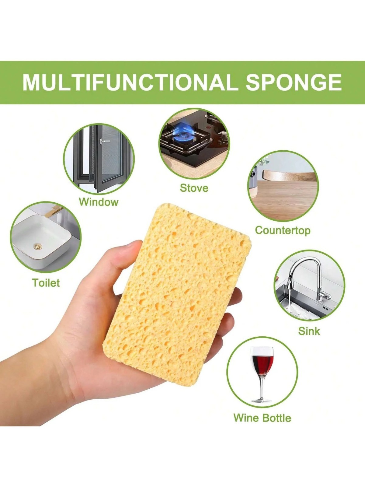 3/6 Pack Biodegradable Cellulose Coconut Scrubbing Sponges Eco Kitchen Cleaning