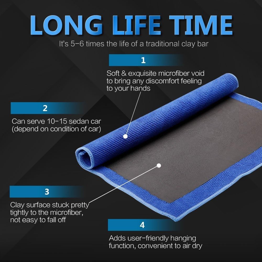 Compact Scratch-Free Microfiber Clay Towel – Up to 60 Uses for Vehicle Care