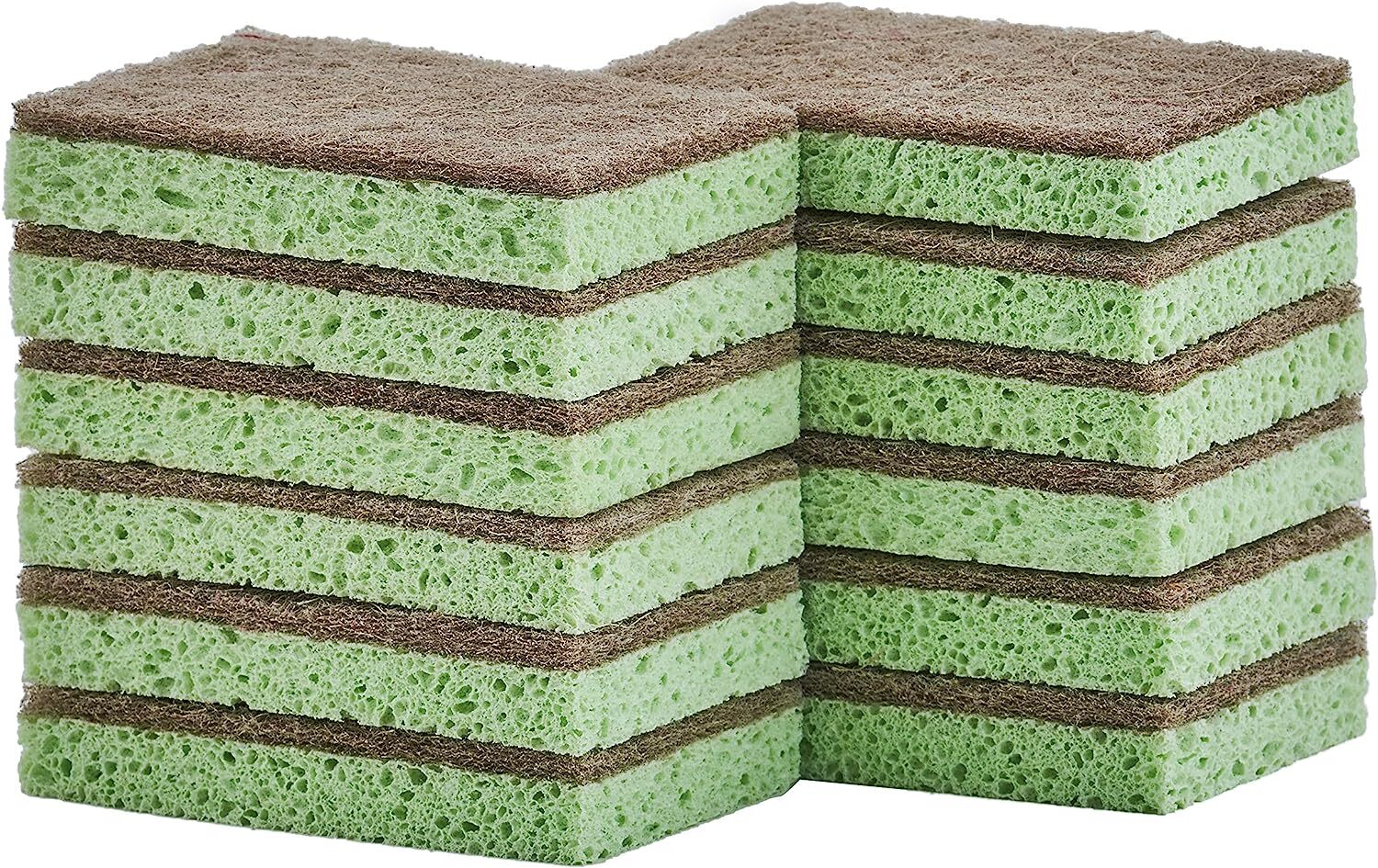 Superio Non-Scratch Natural Sisal Cellulose Sponge with Scouring Pad, 12 Pack