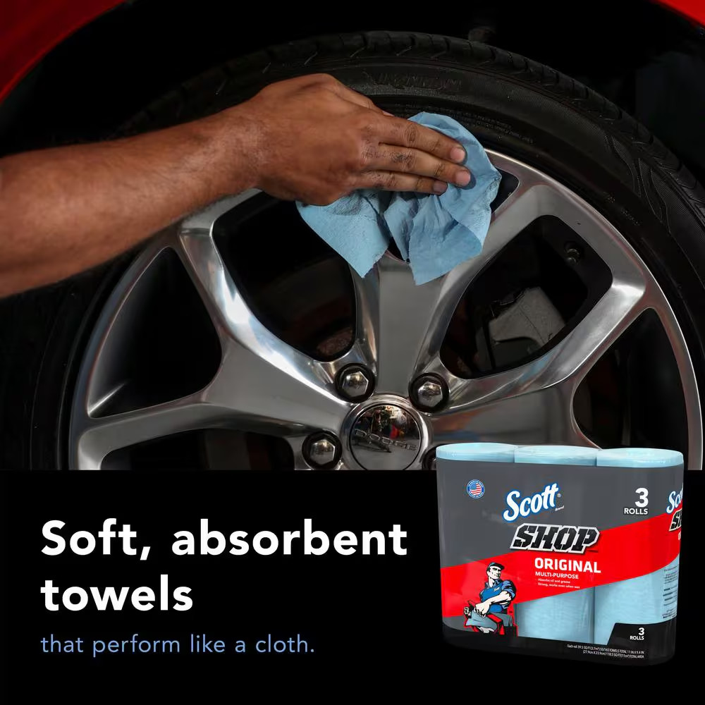 Blue 1-Ply 9×11 Shop Towel Cleaning Wipes (3-Pack Bundle of 10)