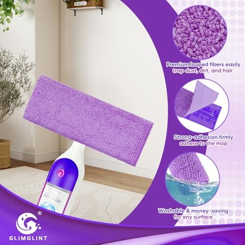 GLIMGLINT 16 Pack Reusable Microfiber Mop Pads Compatible 14.6 x 4.5 inches