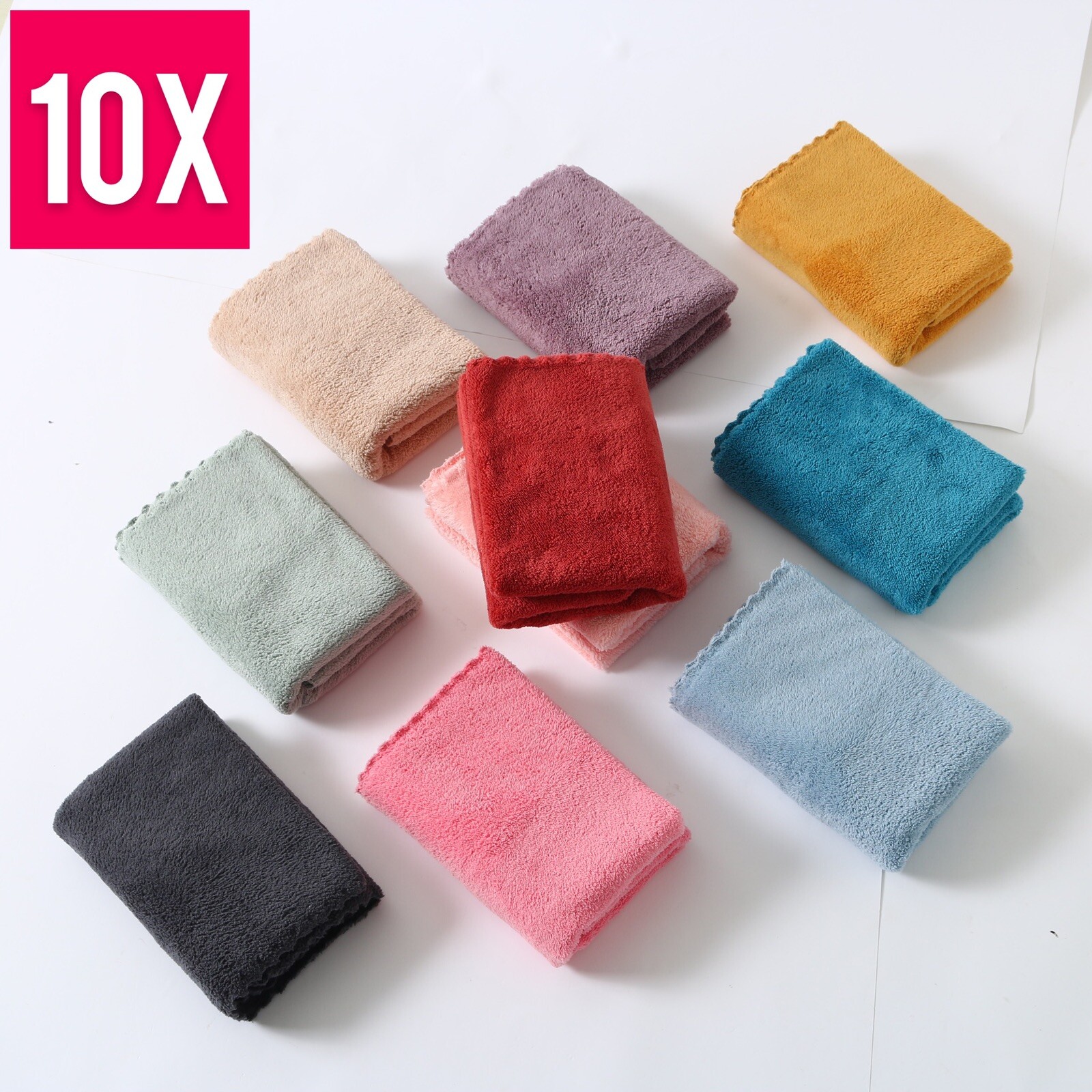 10 PACK Cute Color Washcloth Microfiber Cleaning Cloth 25x25CM Gift Idea Kitchen