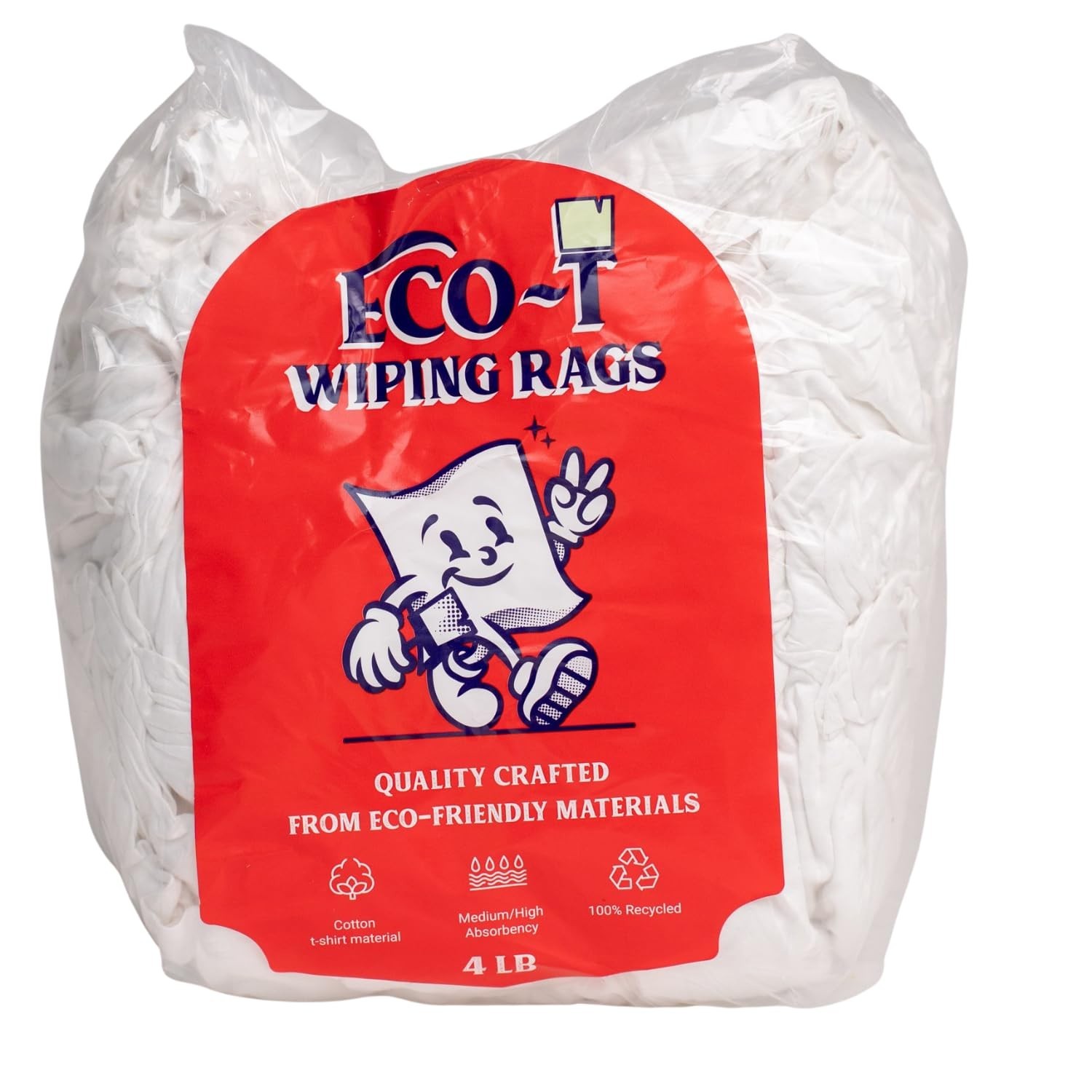 4 lb Eco-Friendly Paint Rags – 100% Recycled T-Shirt Material, High Absorbency,