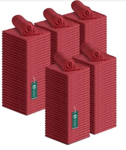 TOALLA Cotton Shop Towels Red – (Pack of 150) Size 14×14 Pack 150,