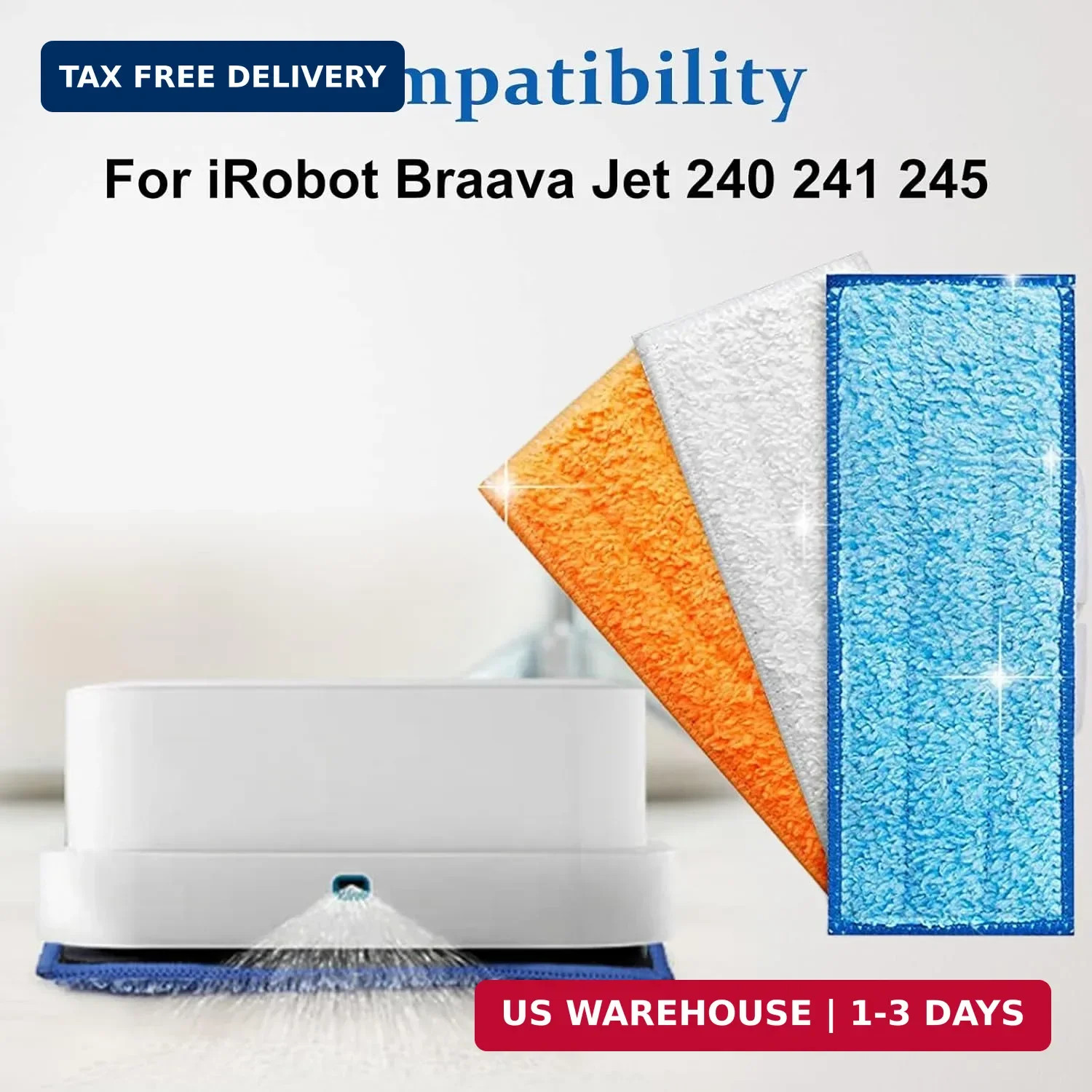 6 Pack Mopping Pads for iRobot Braava Jet 240 241 245 (2 Wet Pads, 2 Damp Pads,