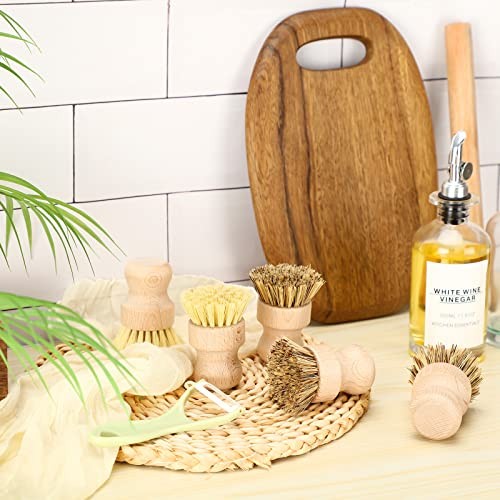 12 Pcs Bamboo Dish Brush – Wooden Scrubber Sisal Bristle Kitchen Wood Brushes