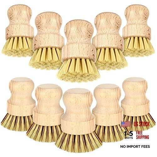 12 Pcs Bamboo Dish Brush – Wooden Scrubber Sisal Bristle Kitchen Wood Brushes