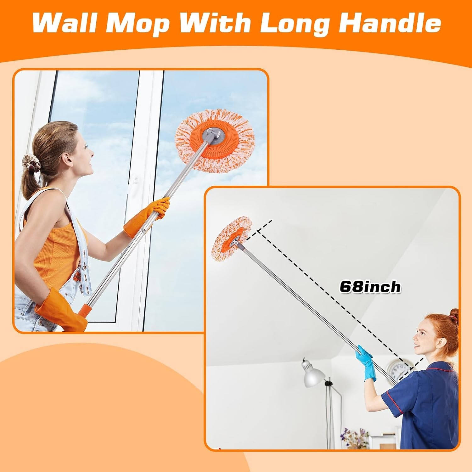 Wall Mop, Primium 68” Wall Cleaner, High-Quality Baseboard Cleaner, Professio…