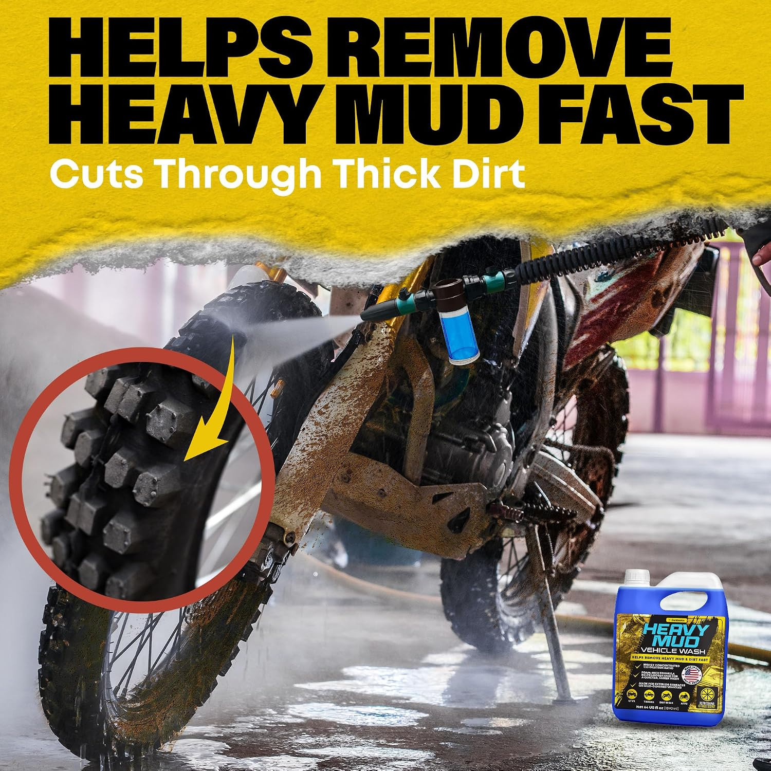 Heavy Mud Wash – Highly Concentrated 1:32 Ratio, Thick Foam Car Wash Soap & ATV