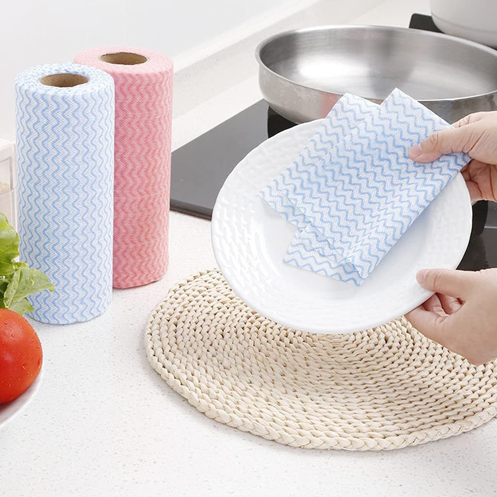 Disposable Cleaning Towels, 50 Count/Roll, Non-woven Fabric, Quick-Dry, Soft,…