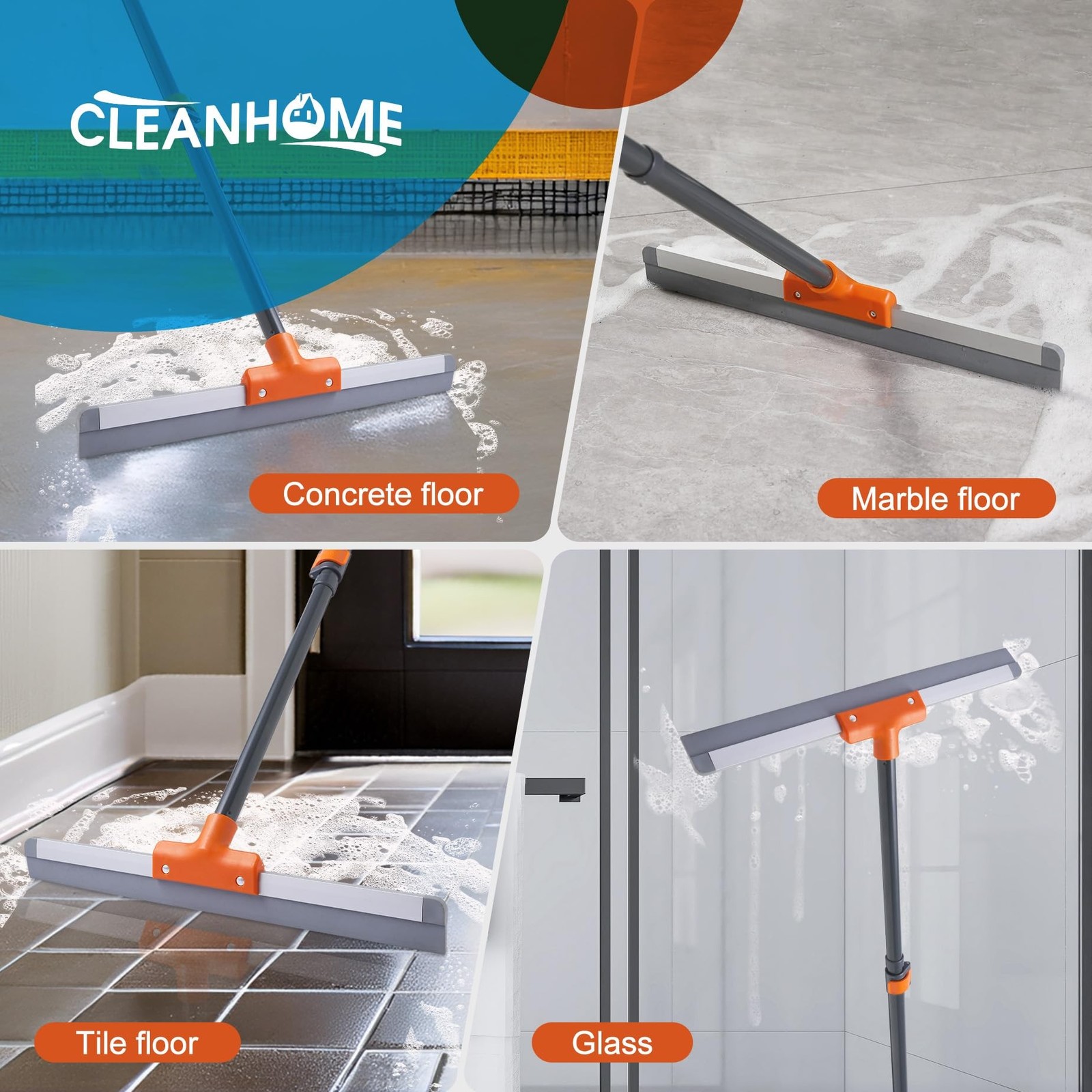 Rubber Floor Squeegee for Concrete Floor, Tile Floor, Metal Aluminium Heavy D…