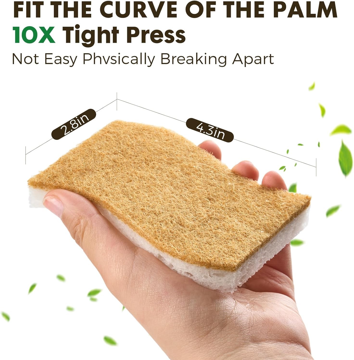 12 Pack Natural Biodegradable Kitchen Non Scratch Sponges,Compostable Plant