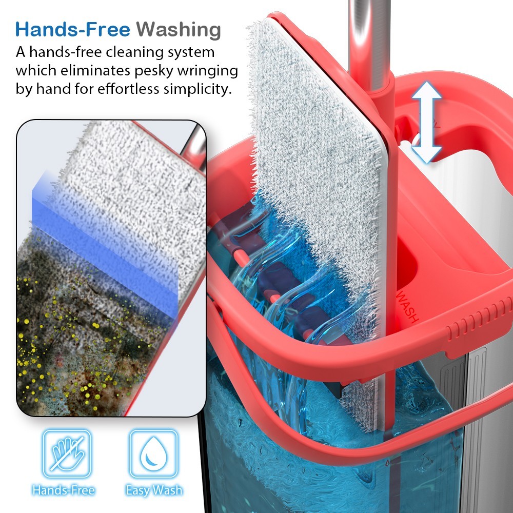 Tethys Flat Floor Mop and Bucket Set for Professional Home Floor Cleaning System