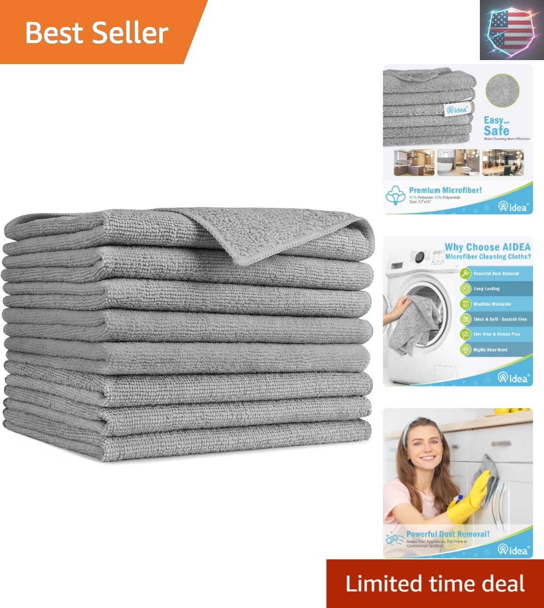 Microfiber Cleaning Cloth-8PK, Soft Microfiber Towels for Cars, Absorbent Cle…