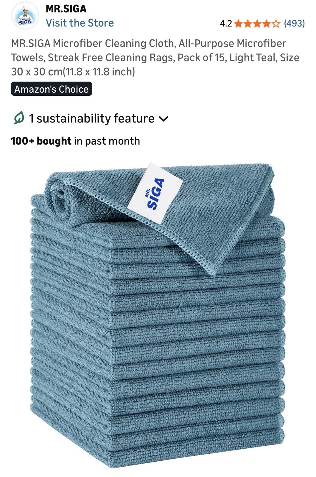 MR.SIGA Microfiber Cleaning Cloth, All-Purpose Microfiber Towels, Streak Free Cl