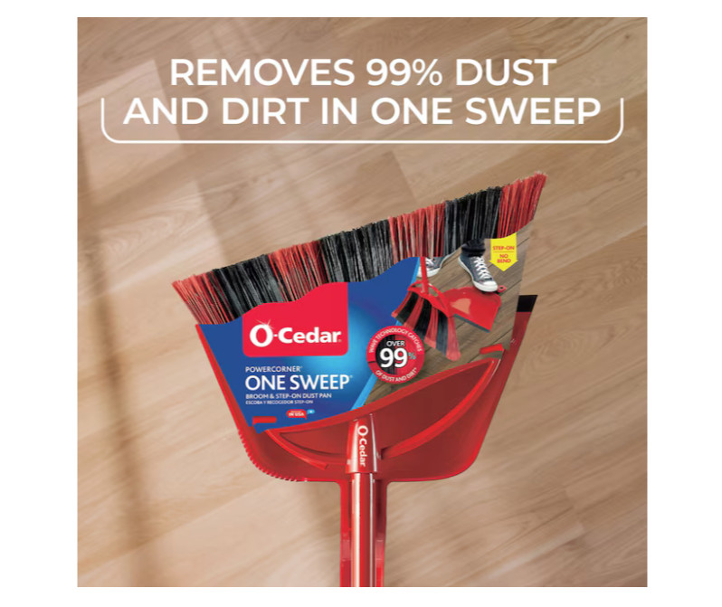 O-Cedar Broom and Dustpan Combo PowerCorner One Sweep 13.5-in Poly Fiber Set NEW