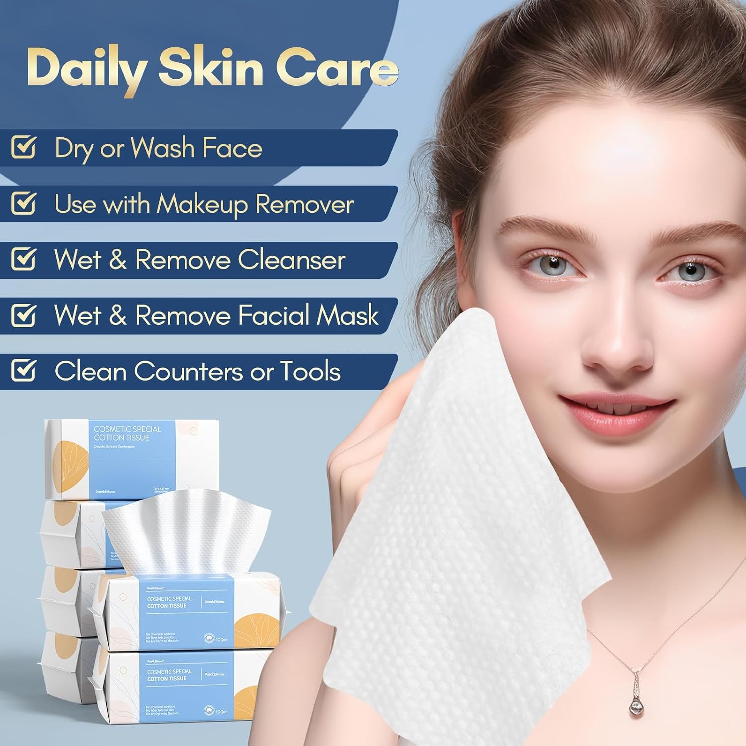 Face Towel Disposable – Ultra Soft Cotton Tissue Dry Wipes – Lint Facial