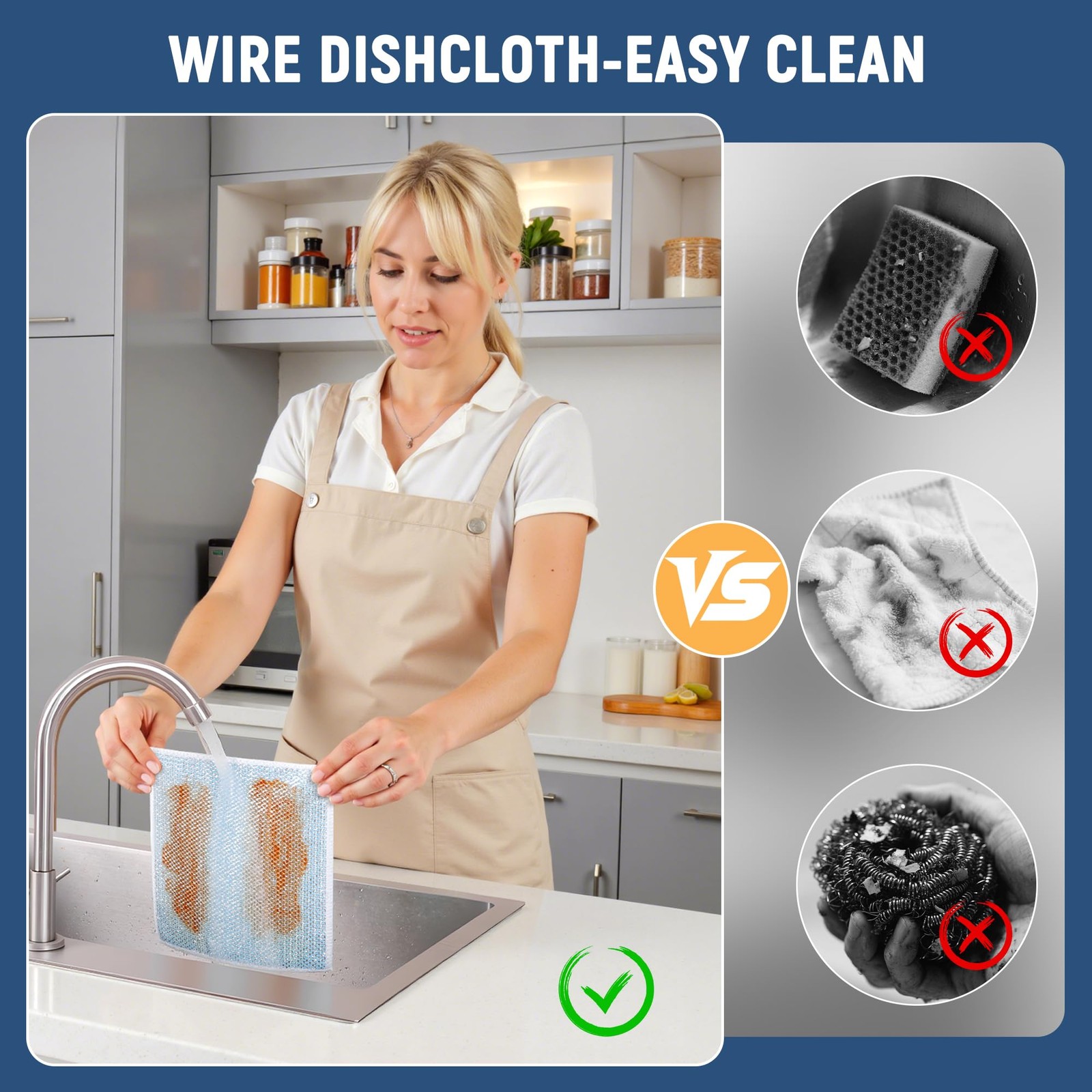 Double Side Non Scratch Wire Dishcloth 30pcs-Multipurpose Wire Dishwashing Ra…