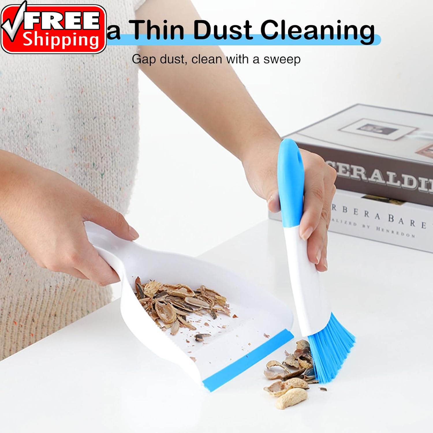 Mini Dustpan and Brush Set 2 Pack, Small Broom and Dustpan Set Dust Pan and Mini