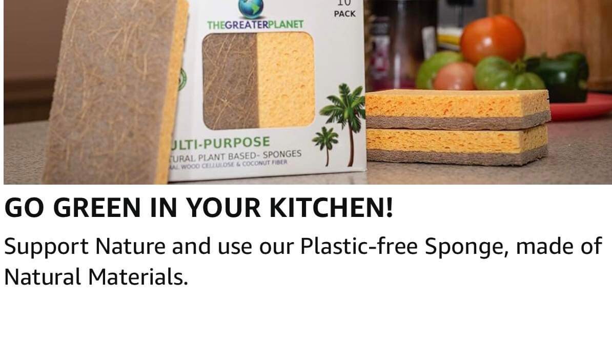 10 Pck Biodegradable Sponges Kitchen Natural Dishes Plant Based Plastic Free New