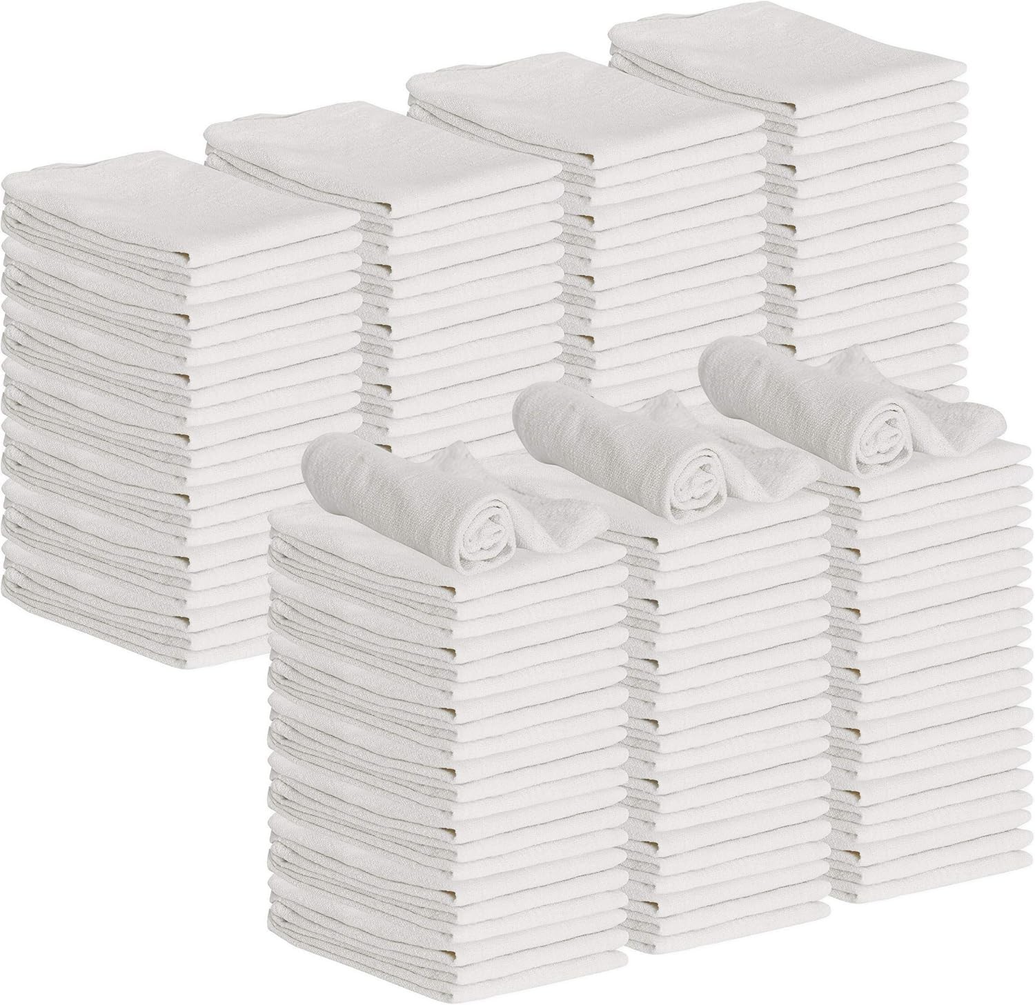 Shop Towels 12″ x 14″ 150 Pack – White Cotton Shop Towels, Cleaning Rags Bul