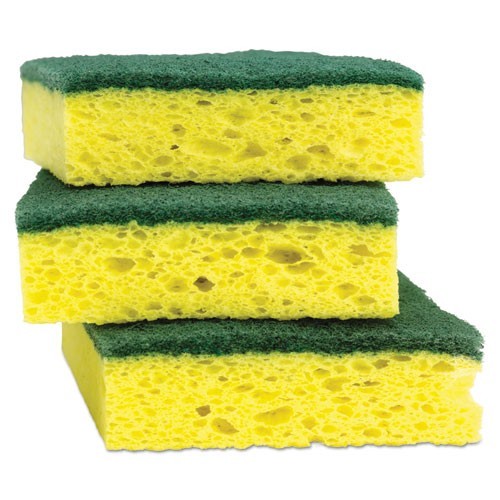 Scotch-Brite Heavy-Duty Scrub Sponge, 4.5×2.7, 0.6″ Thick, Yellow/Green, 3/Pack
