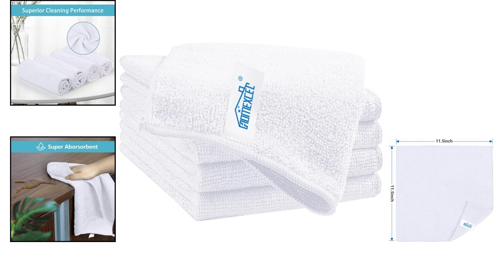 5-Pack White Microfiber Cleaning Cloths – Ultra Absorbent & Lint-Free Towels