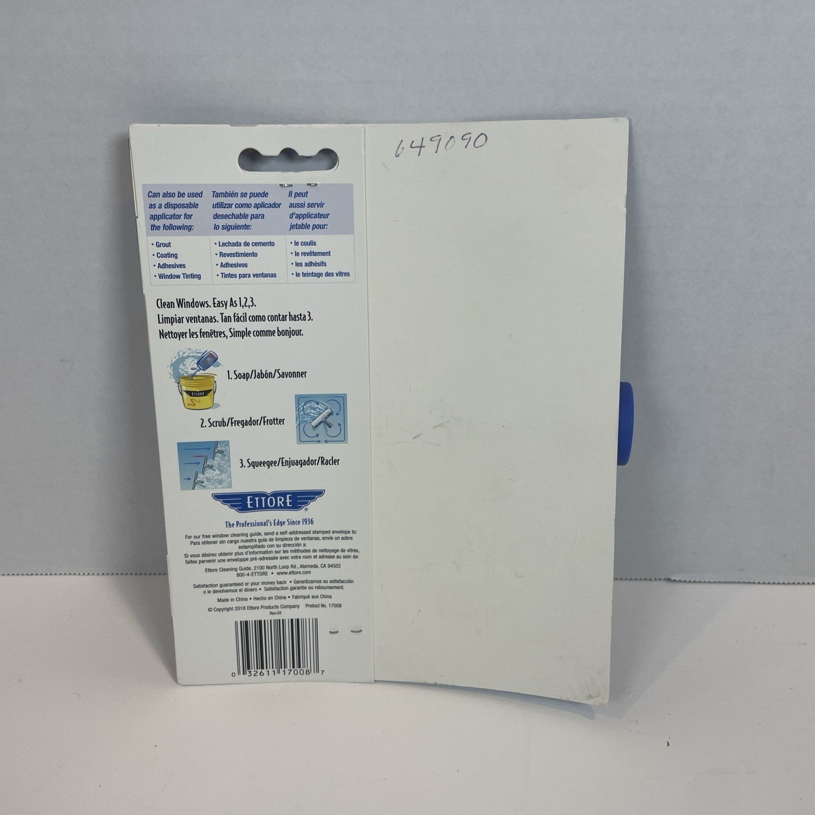 Ettore All-Purpose Squeegee Unisex 8-Inch Blue Click & Clean Window Tool 17008