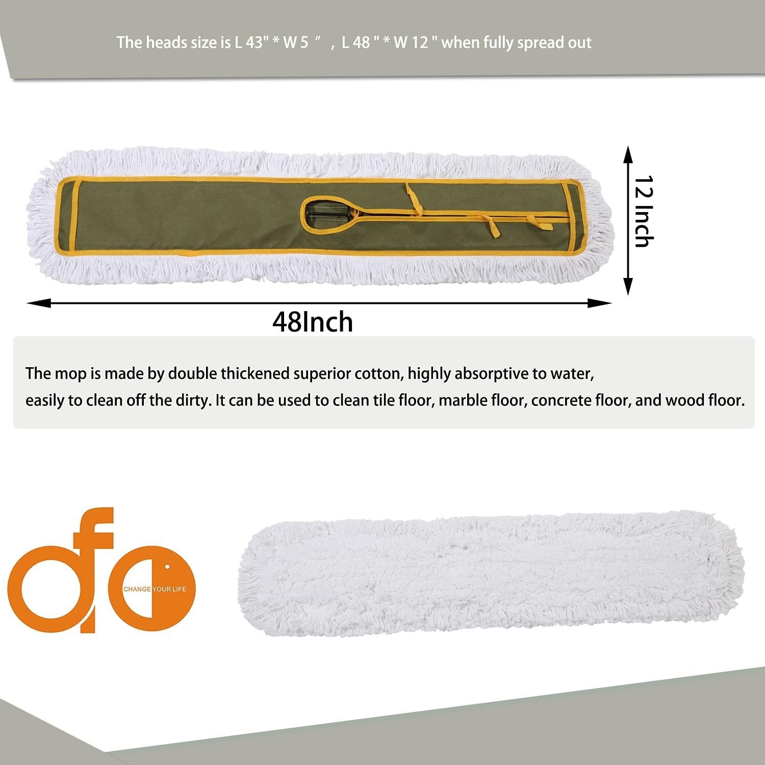 OFO 43-Inch Heavy-Duty Industrial Dust Mop Set for Efficient Commercial Cleaning