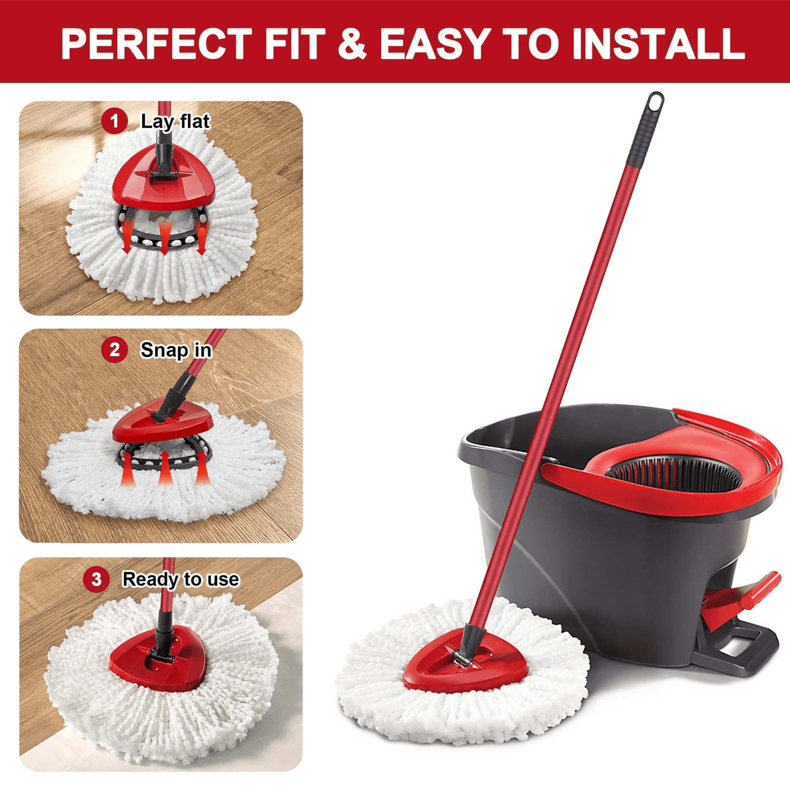 6P Replacement Microfiber Mop HEAD For O-Cedar Spin Mop Easy Clean Wring Refill
