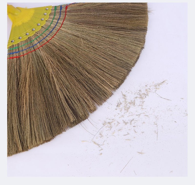 Asian Natural Straw Broom 58 Inch Length Vietnamese Corn Sweep Stainless Steel