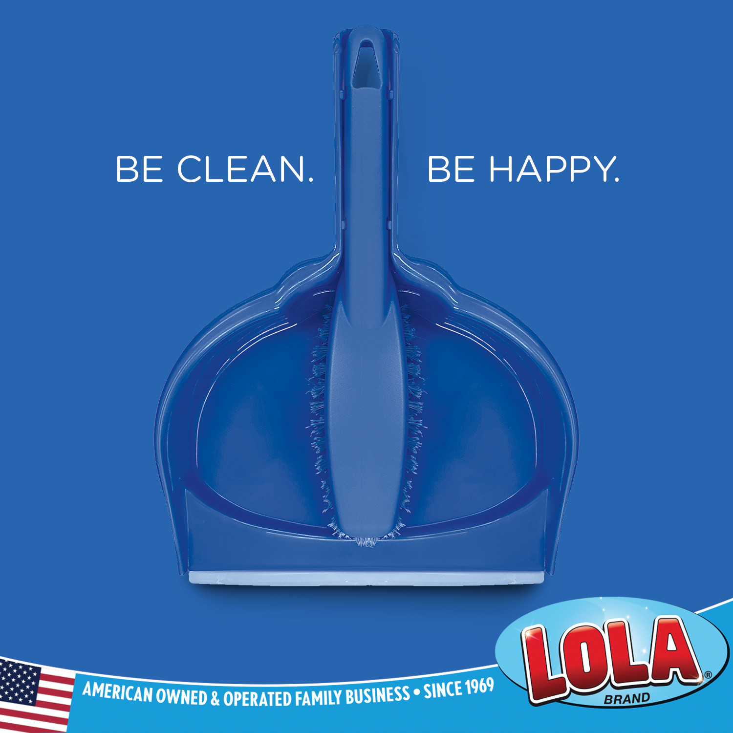 Clip On Dust Pan & Brush Set w/ Rubber Lip, Flagged Fiber Bristles by LOLA