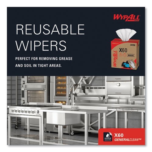WypAll General Clean X60 Cloths, POP-UP Box, 8.34 x 16.8, White, 118/Box