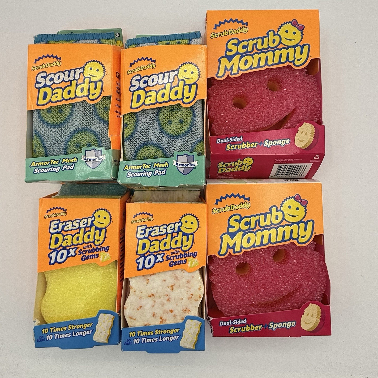 Scrub Daddy Lot 6 Scrub Mommy Scour Daddy Eraser Daddy Cleaning Sponges New