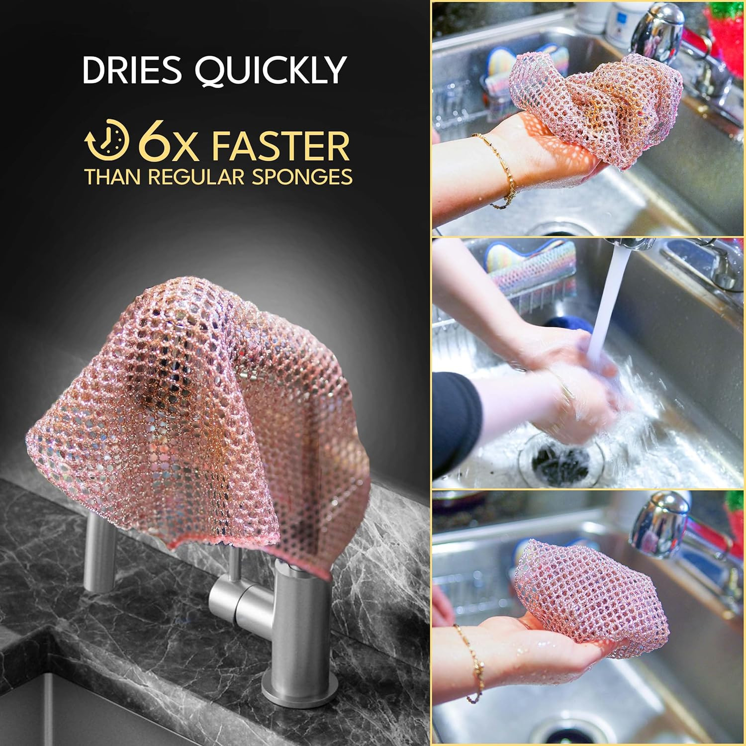 The Crown Choice Heavy Duty Non-Scratch Dish Scrubbers for Cleaning Dishes & Pot