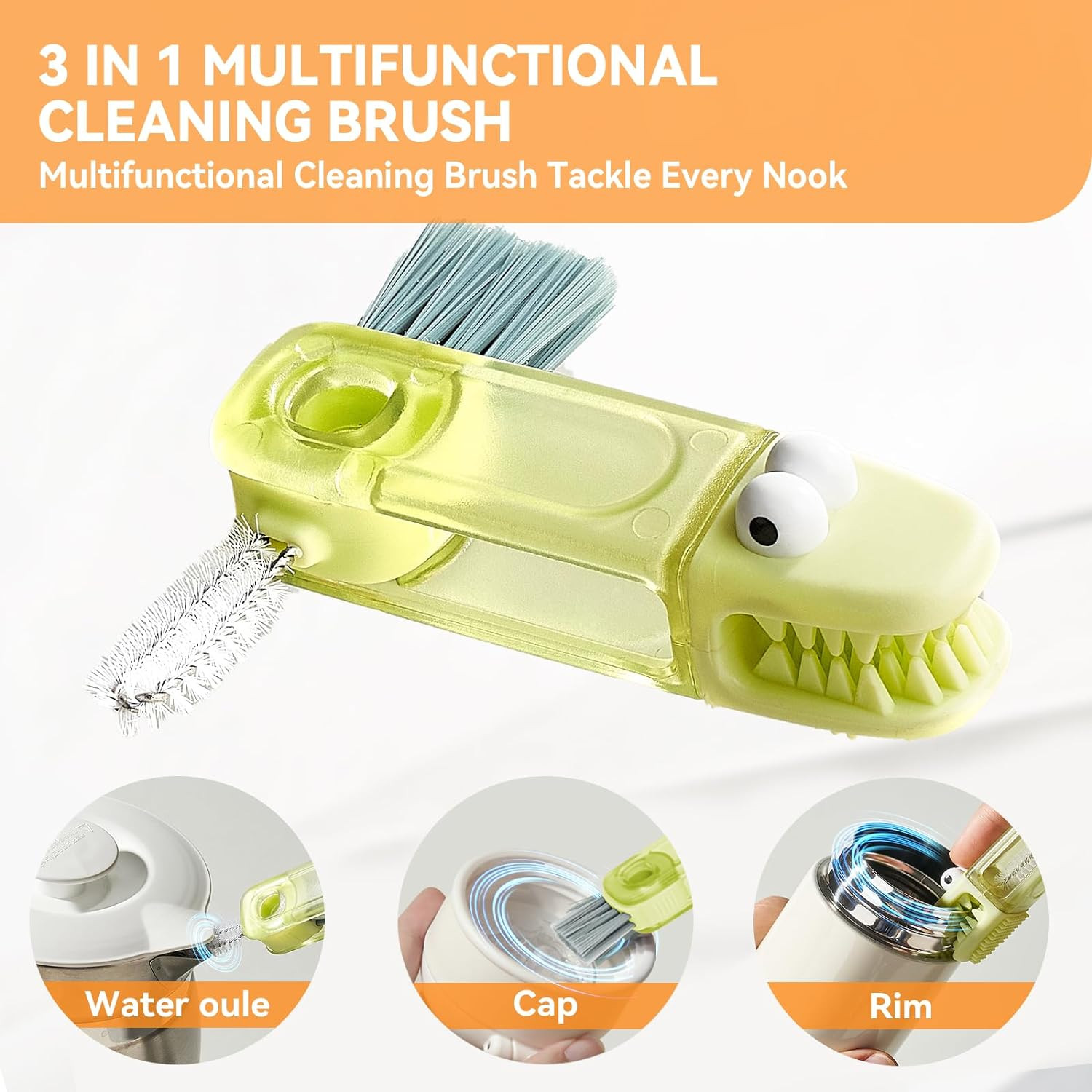 3 in 1 Cup Lid Gap Cleaning Brush Set, Multifunctional Bottle Cleaning Brush…