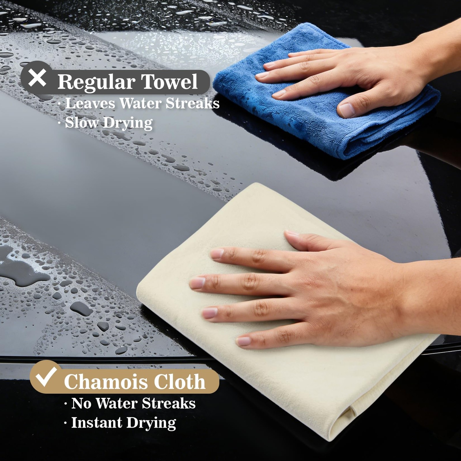 Chamois Cloth for Car – Sheepskin Cleaning Cloth Car Drying Towel Real Sheepskin