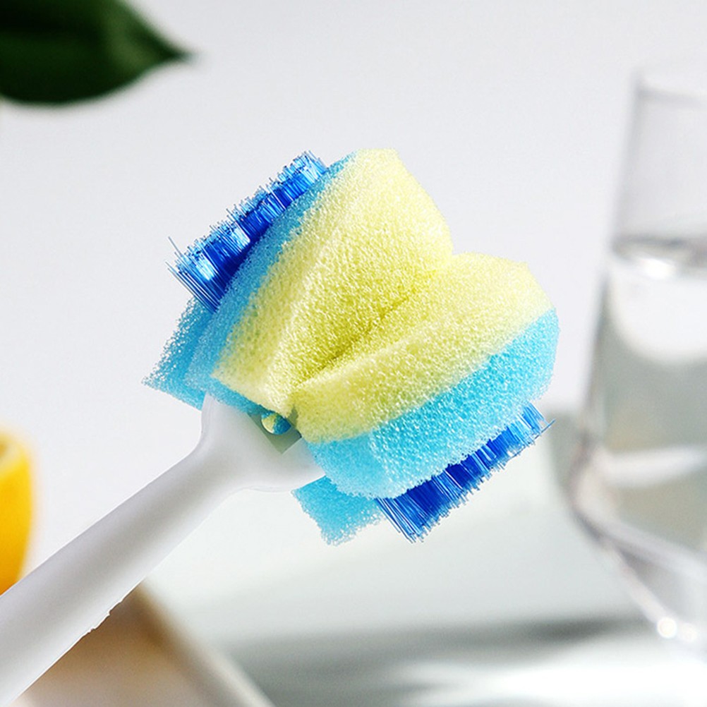 3Pcs Baby Bottle Cleaning Brush Reusable Sponge and Hard Handle Assorted Colors