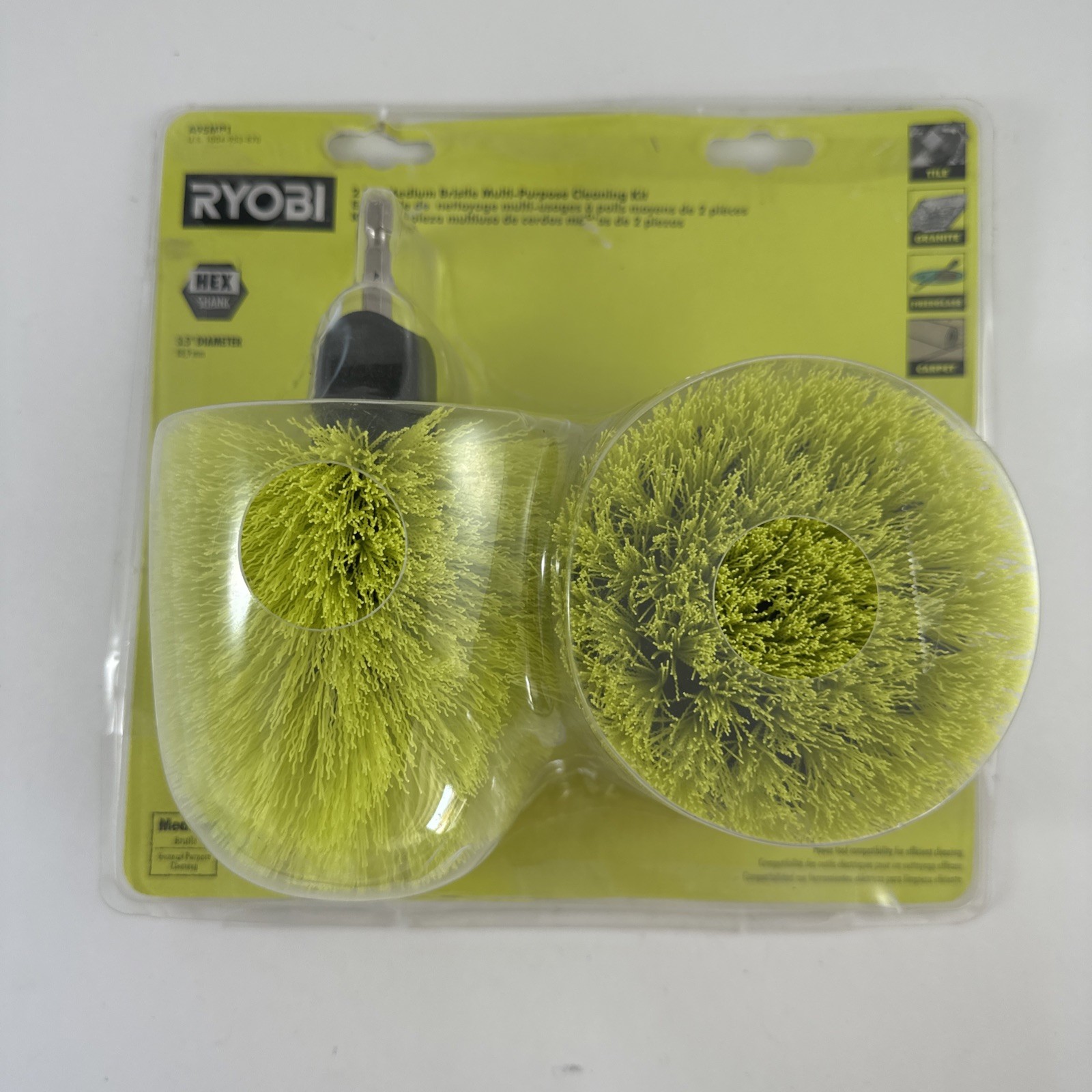 RYOBI A95MP1 Medium Bristle Multi-Purpose Cleaning Kit 2 Pc Open Box New